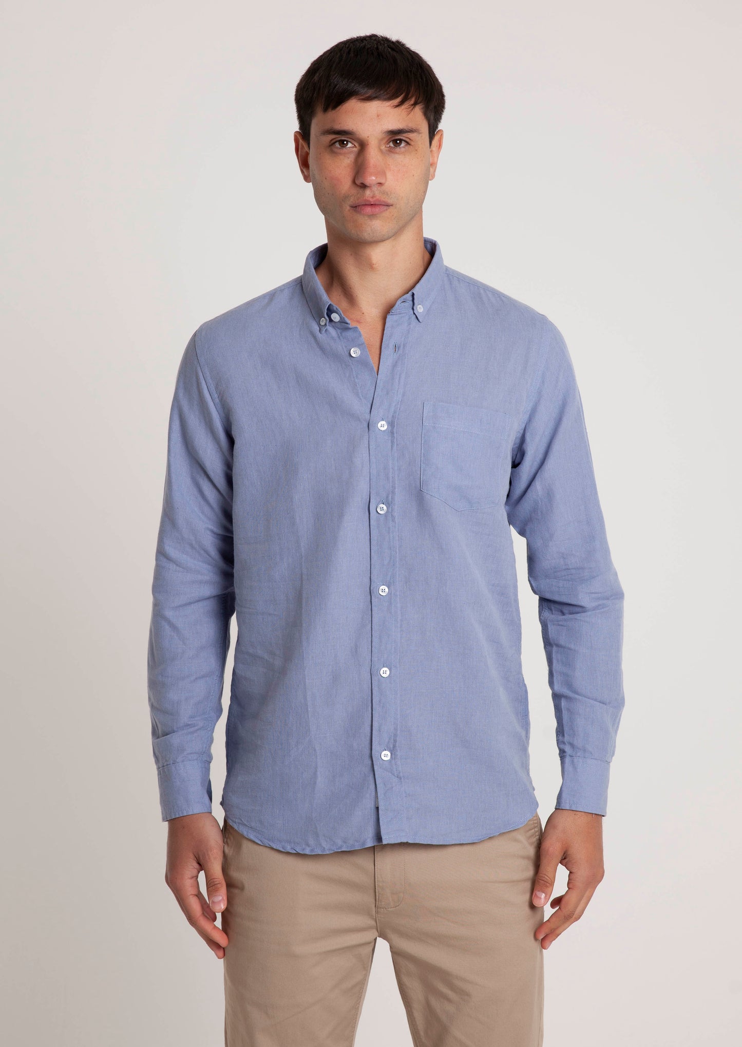 Plain Linen Shirt - Frost