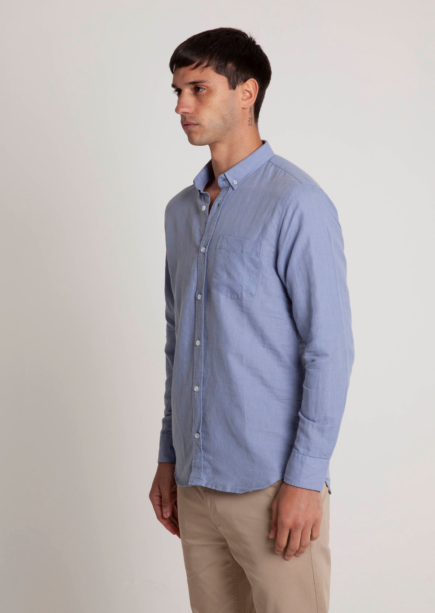 Plain Linen Shirt - Frost