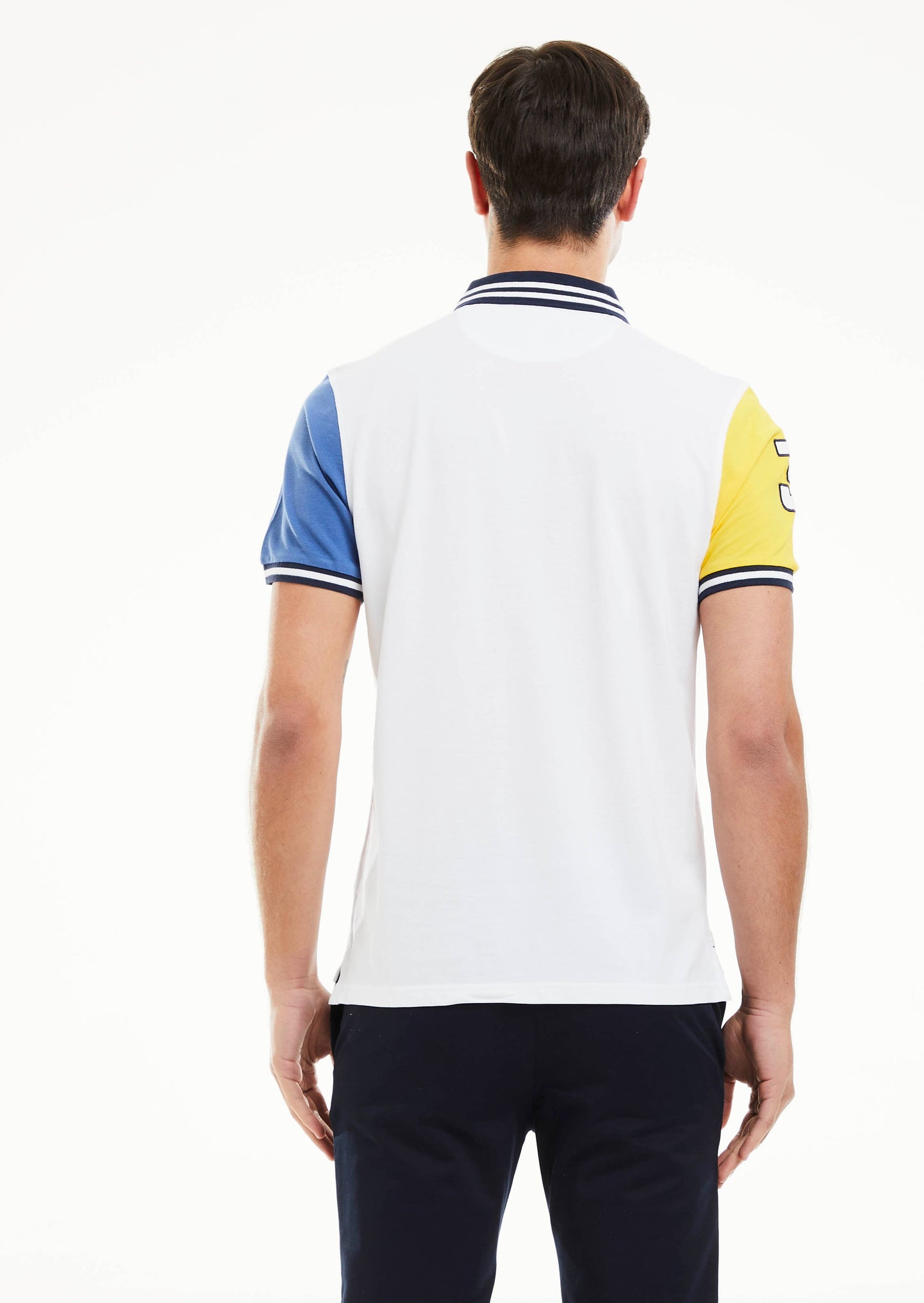 Contrast Sleeve Polo Shirt - White Multi