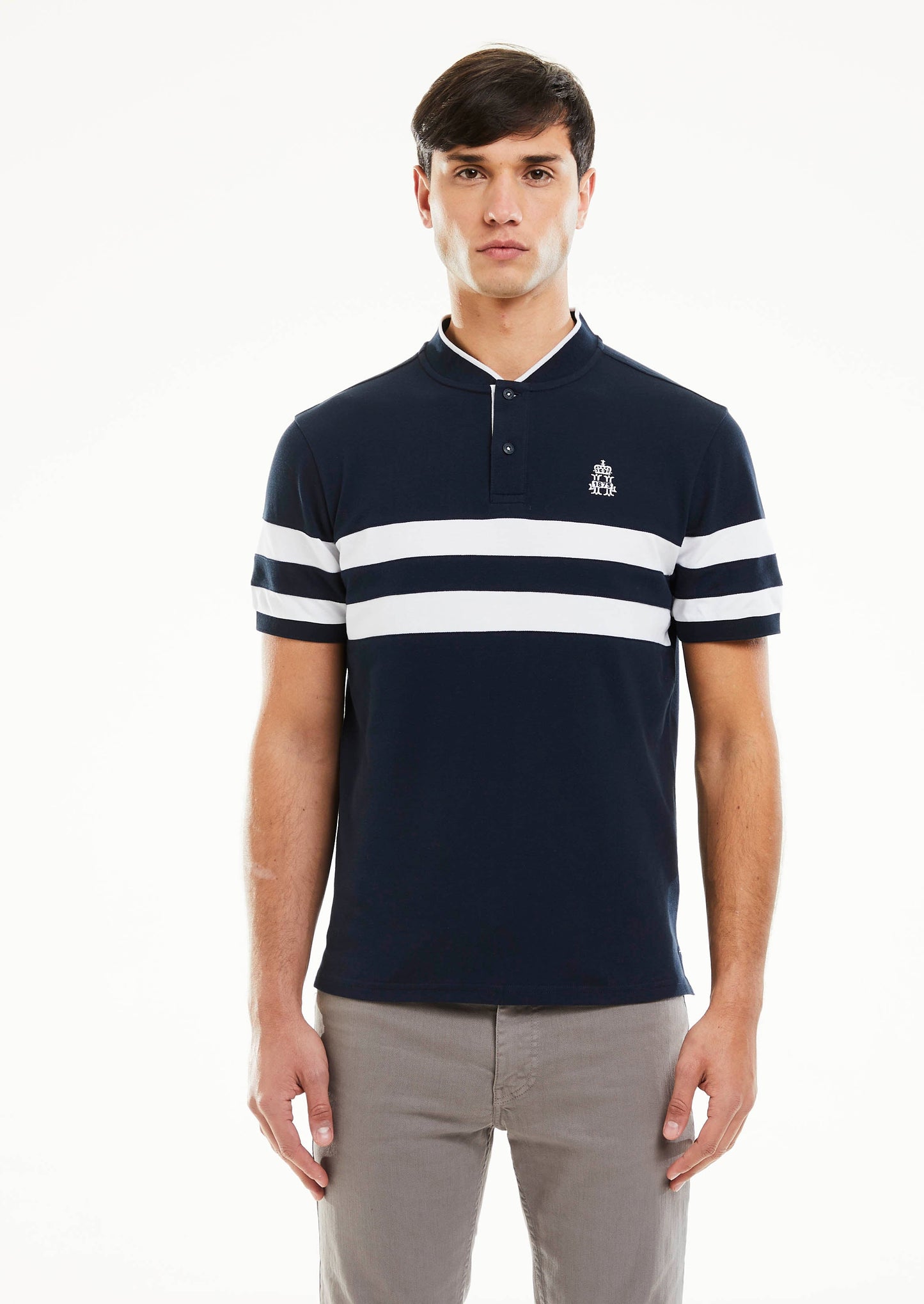 Luxury Henley Polo Shirt - Navy