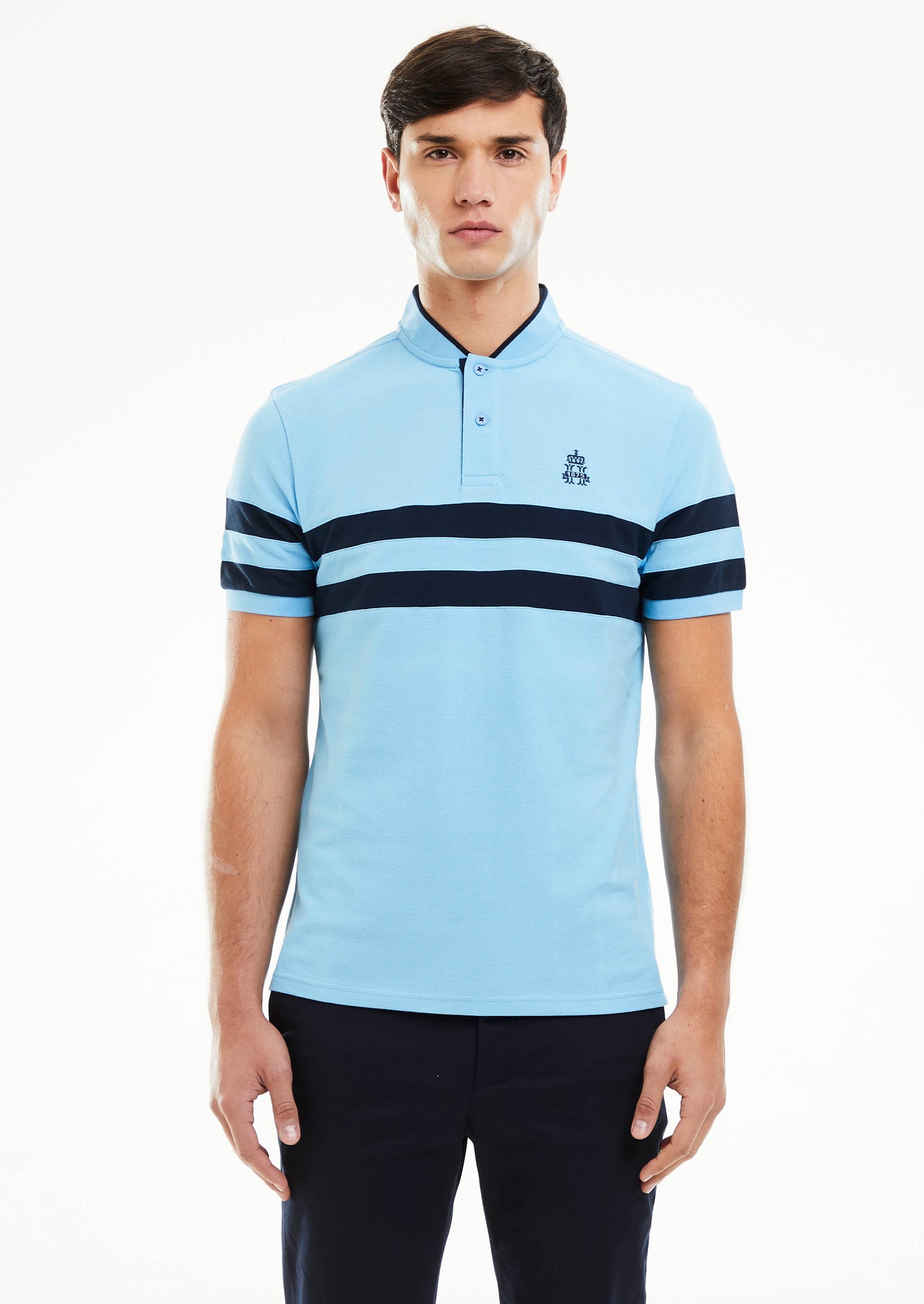 Luxury Henley Polo Shirt - Sky