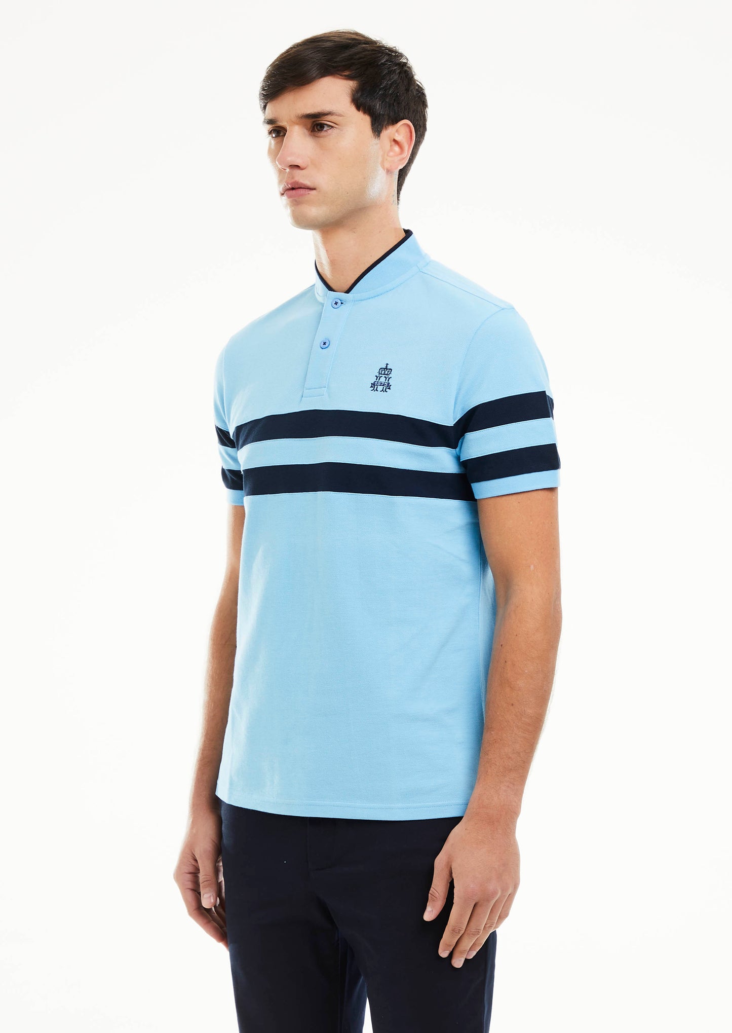 Luxury Henley Polo Shirt - Sky