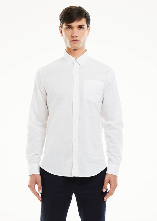 Plain Linen Shirt - White
