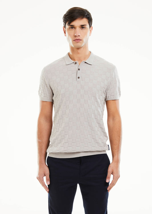 Knitted Textured Polo - Light Ash