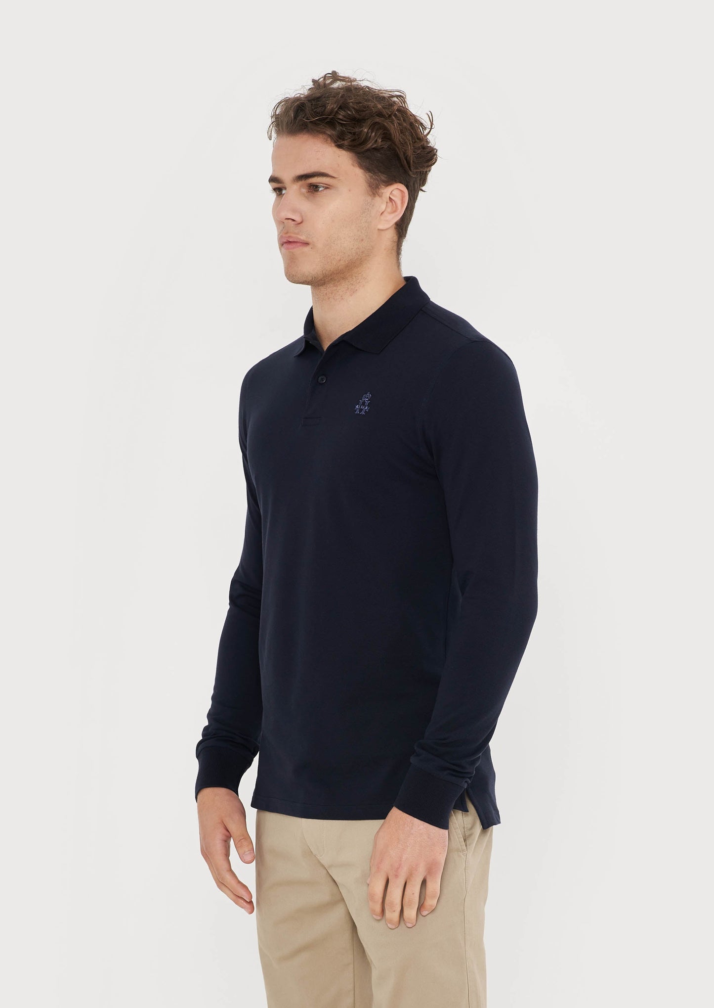 Hurlingham Polo Long Sleeve Polo Shirt - Navy