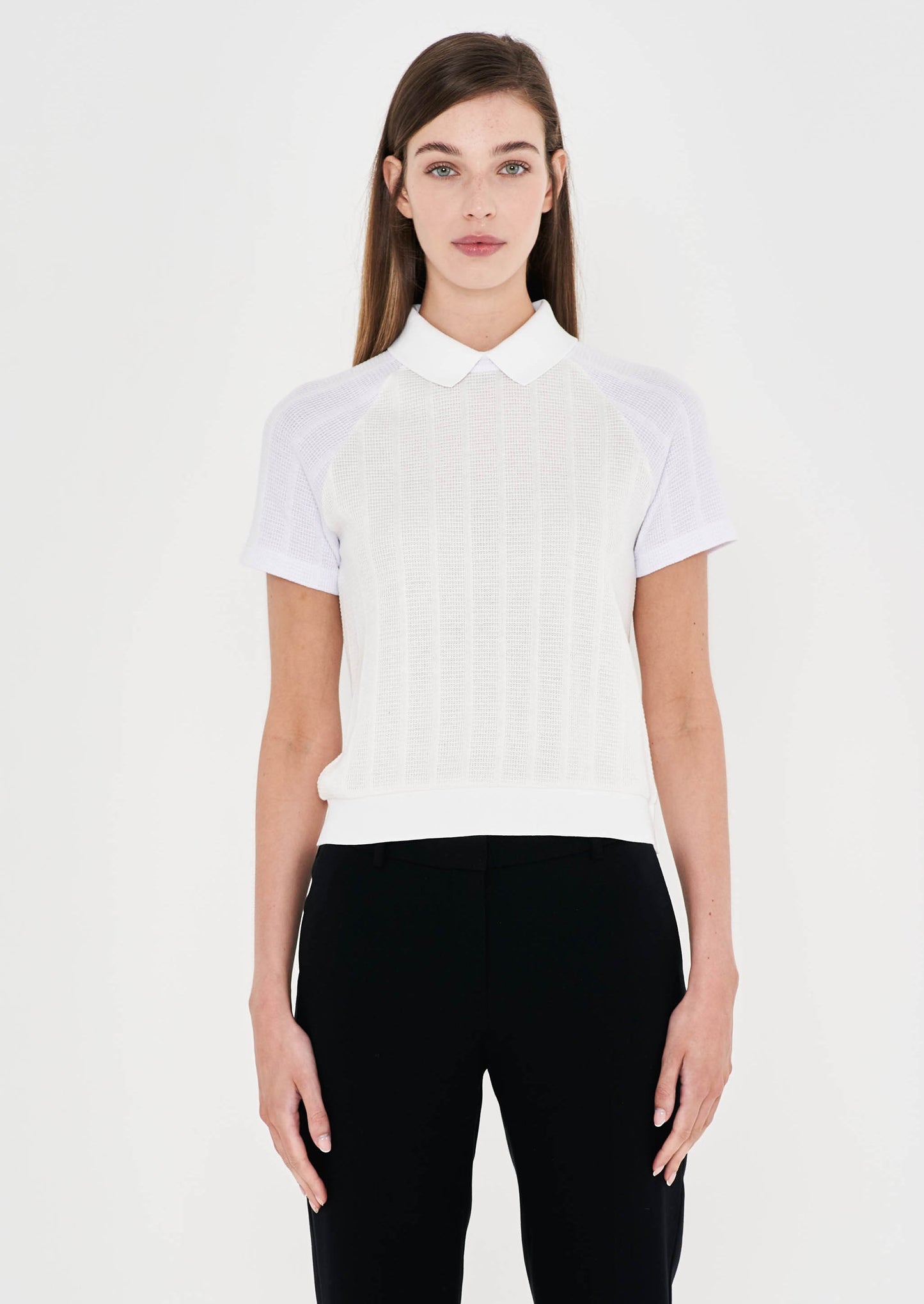 Jersey Knit Block Colour Polo - Off White