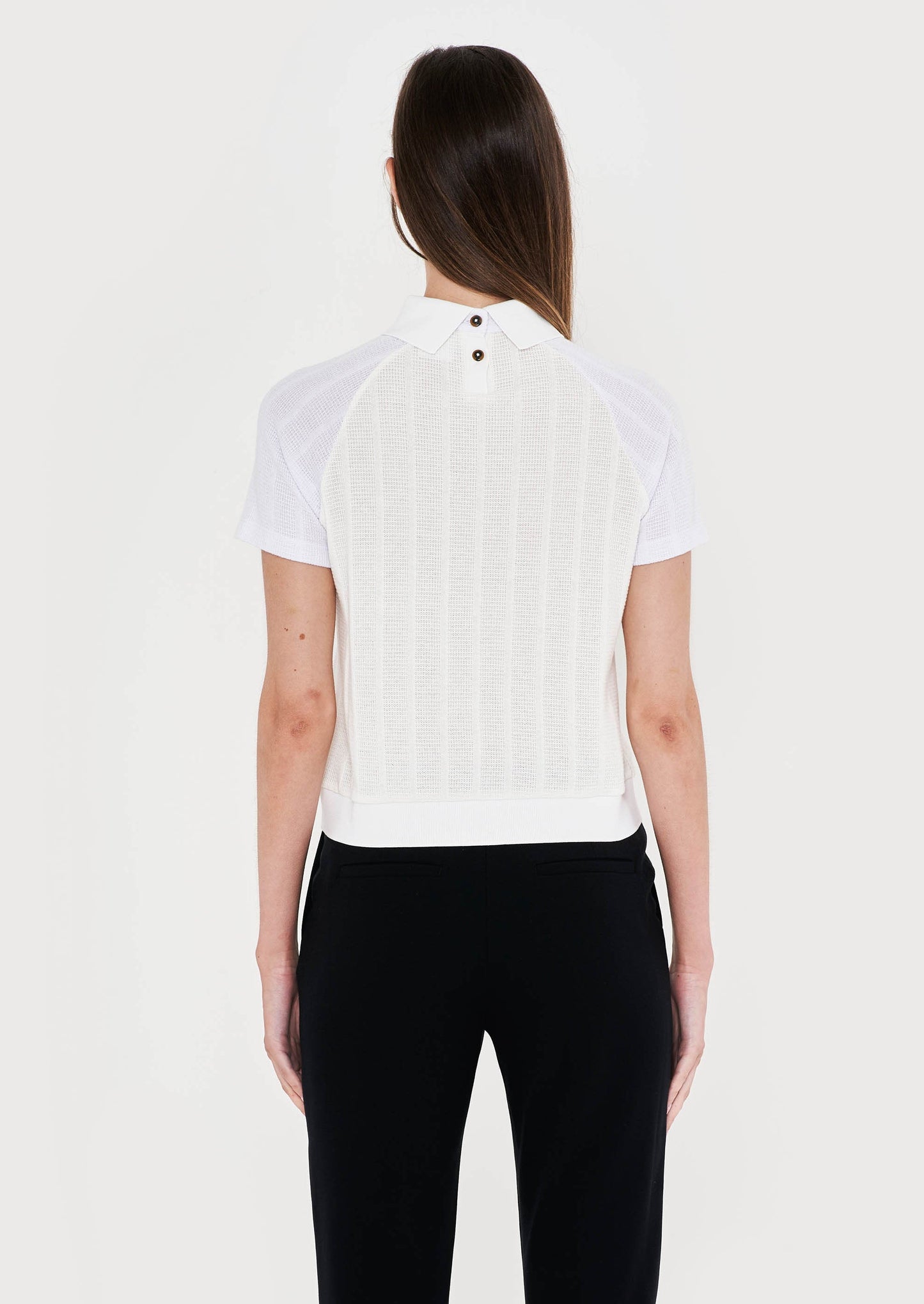 Jersey Knit Block Colour Polo - Off White