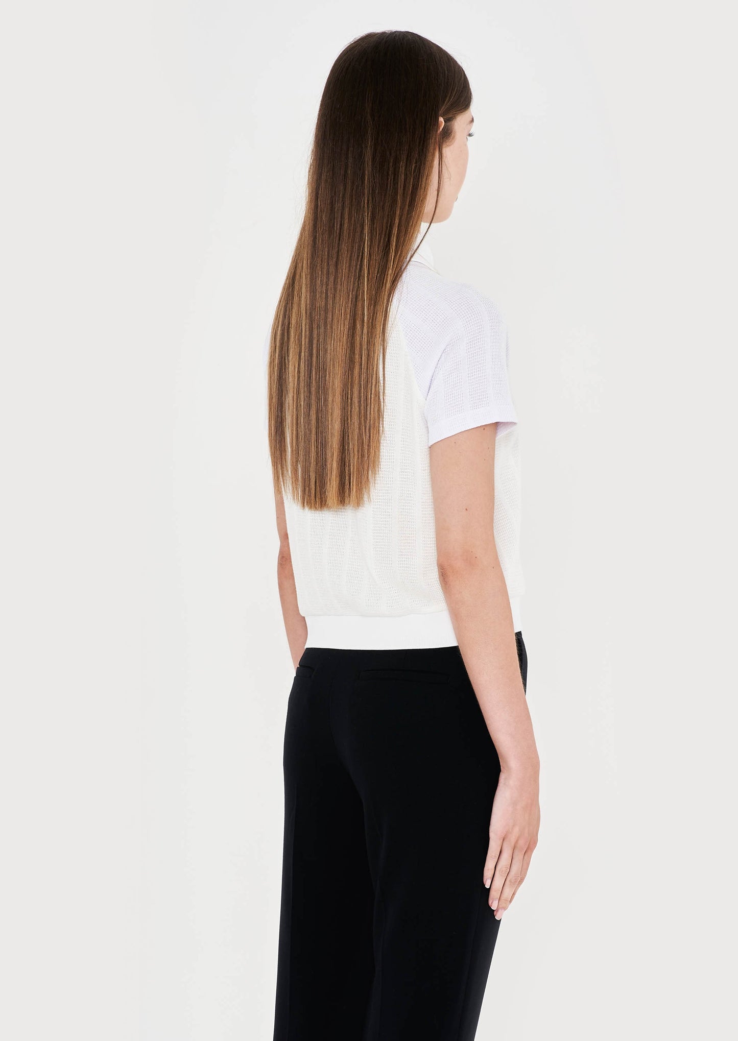 Jersey Knit Block Colour Polo - Off White