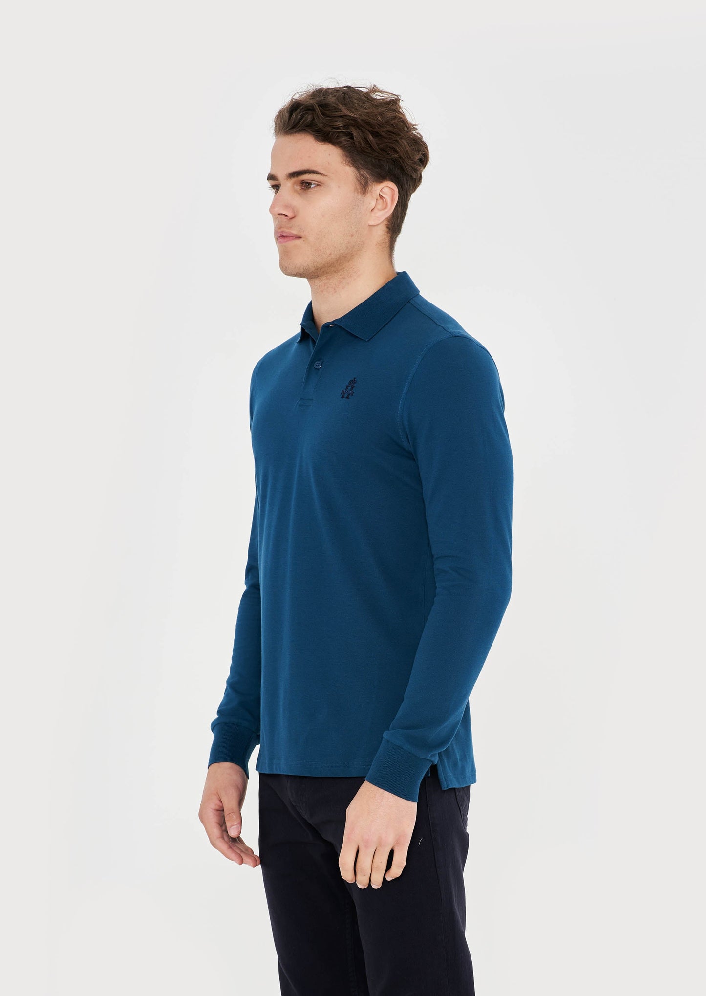 Hurlingham Polo Long Sleeve Polo Shirt - Peacock