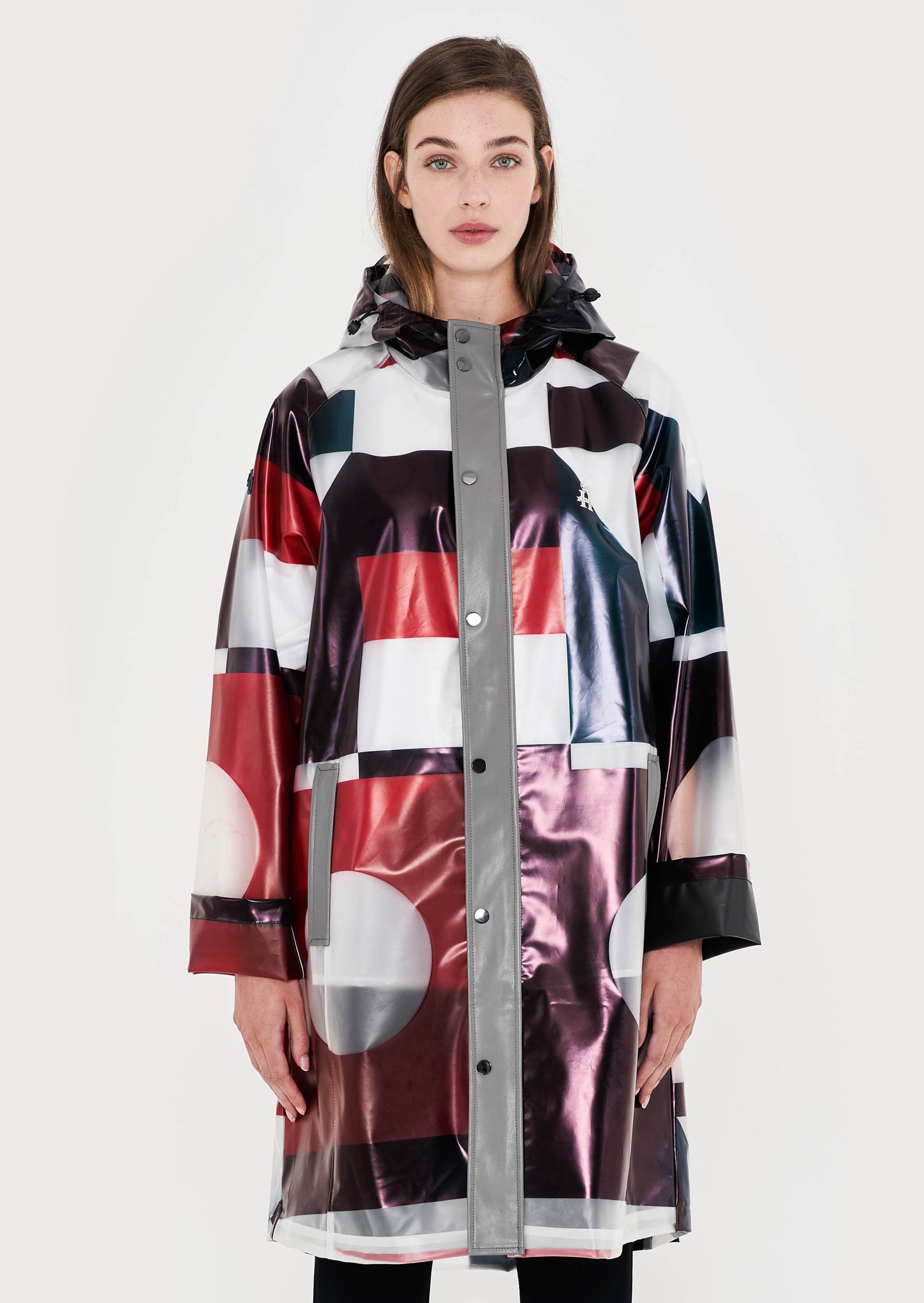 Unisex Ribbons Printed Transparent Jacket