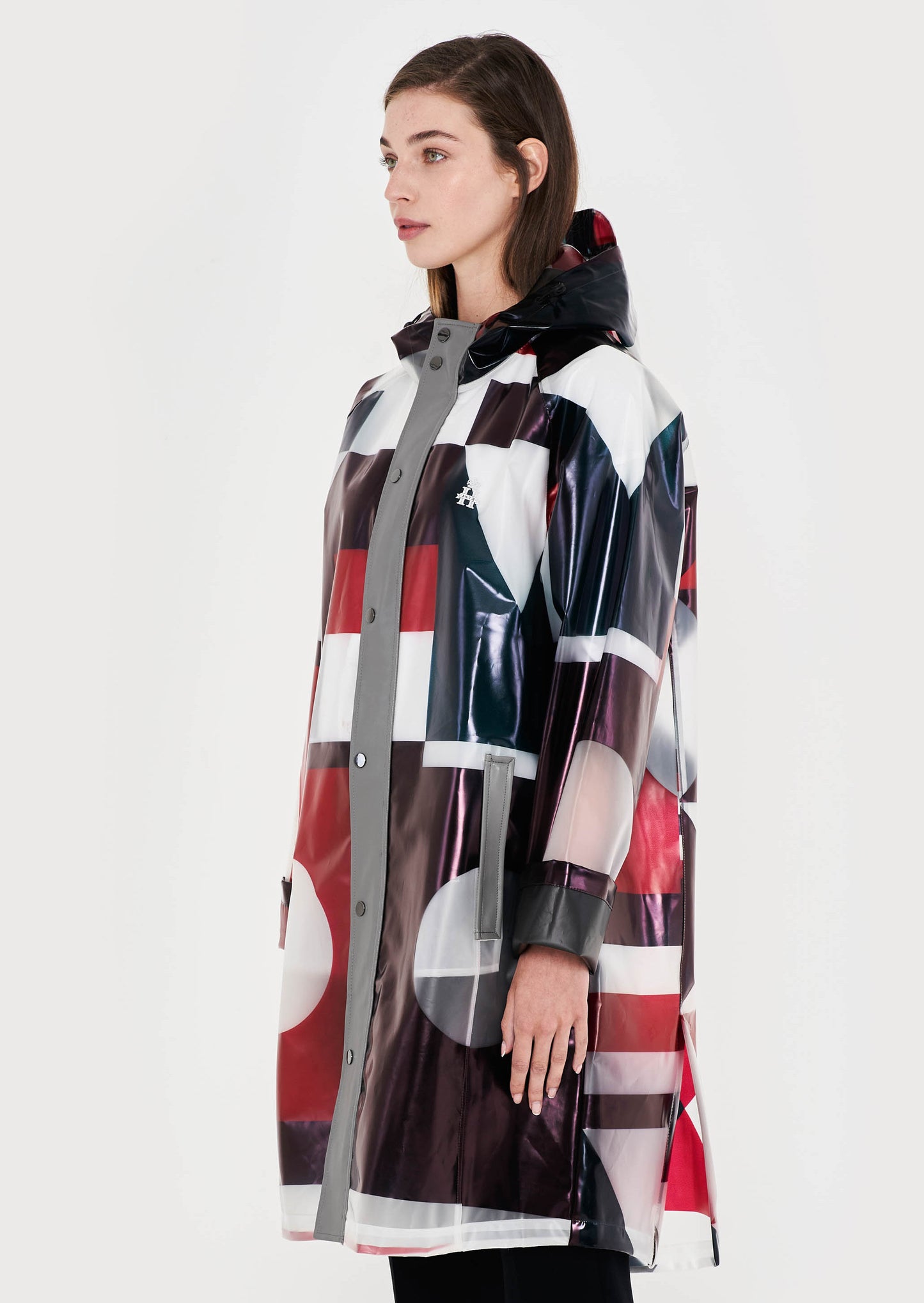 Unisex Ribbons Printed Transparent Jacket