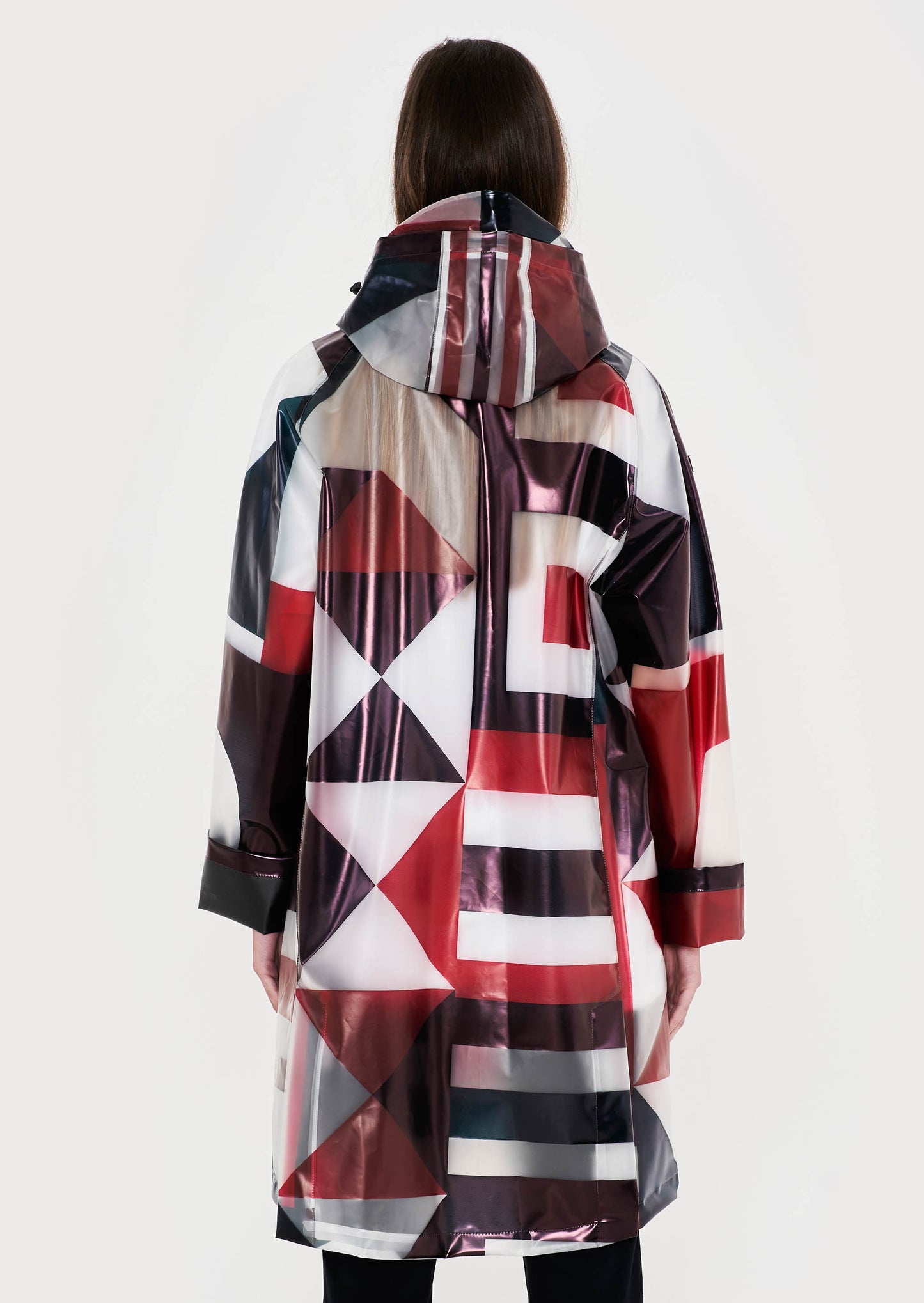 Unisex Ribbons Printed Transparent Jacket