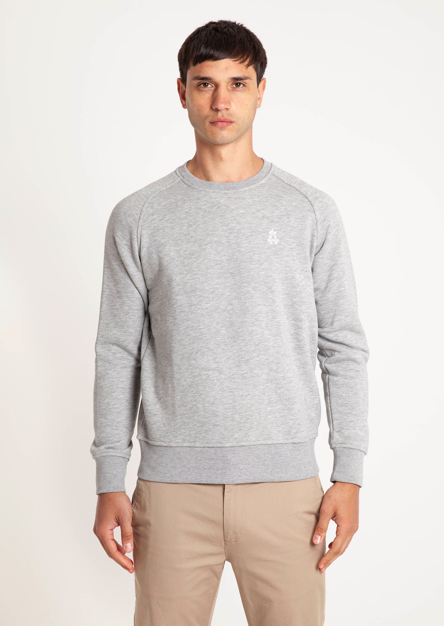 Raglan Crew Neck Sweat - Grey Marl