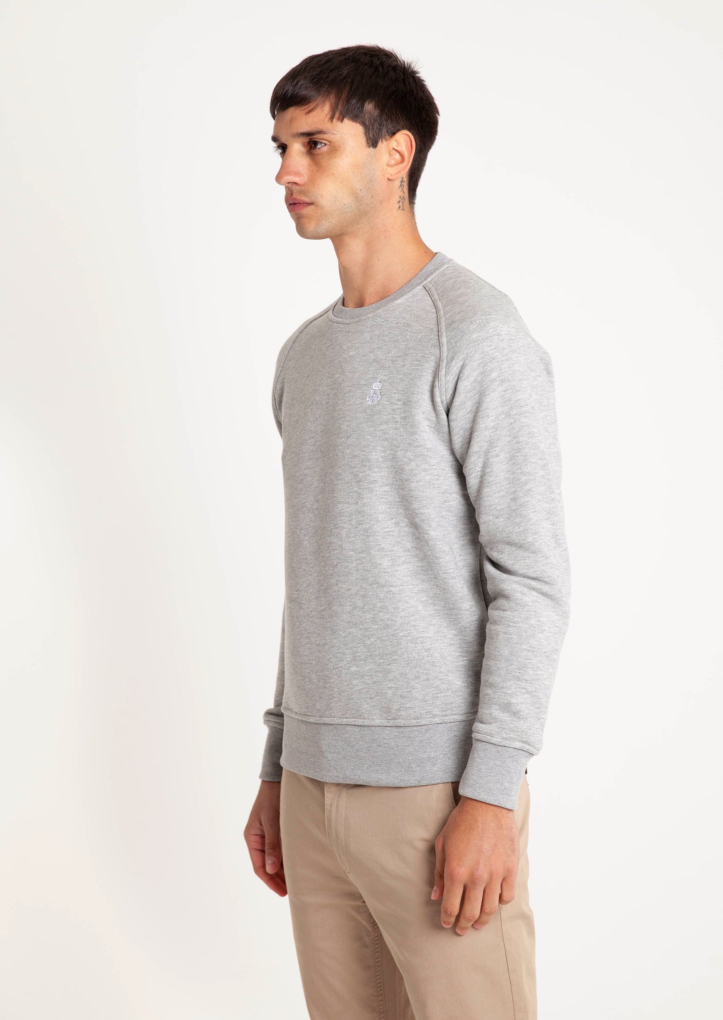 Raglan Crew Neck Sweat - Grey Marl