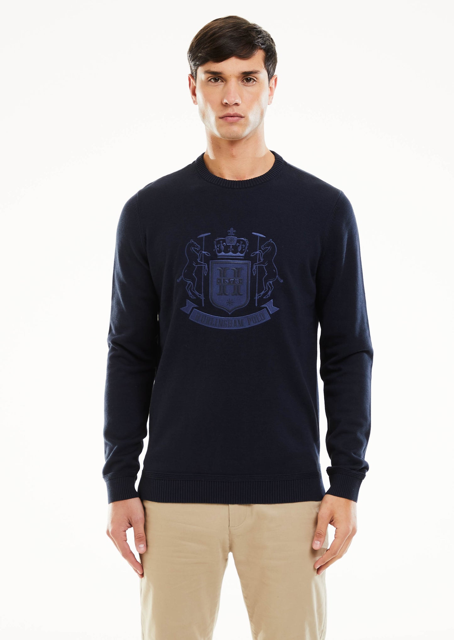 HP Crest Branded Crew Neck Knit - Navy