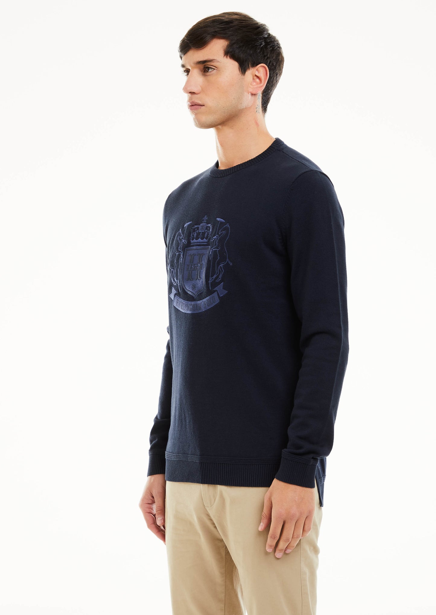 HP Crest Branded Crew Neck Knit - Navy