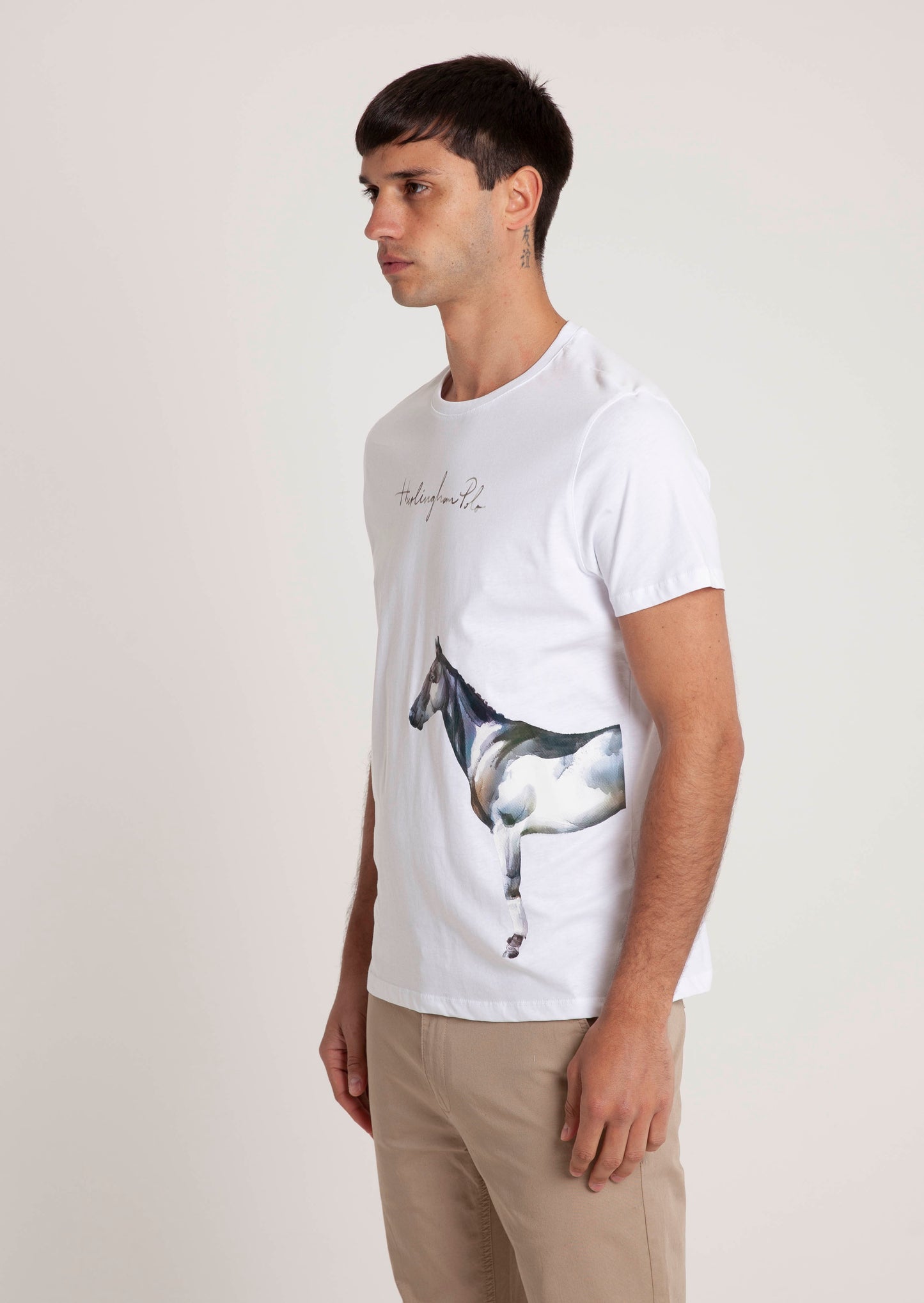 Cropped Hurlingham Polo Horse Print T-Shirt