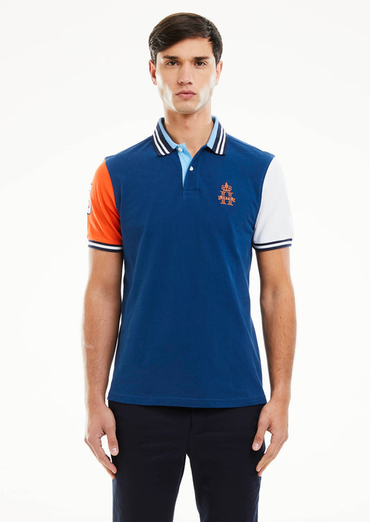 Contrast Sleeve Polo Shirt - Indigo Multi