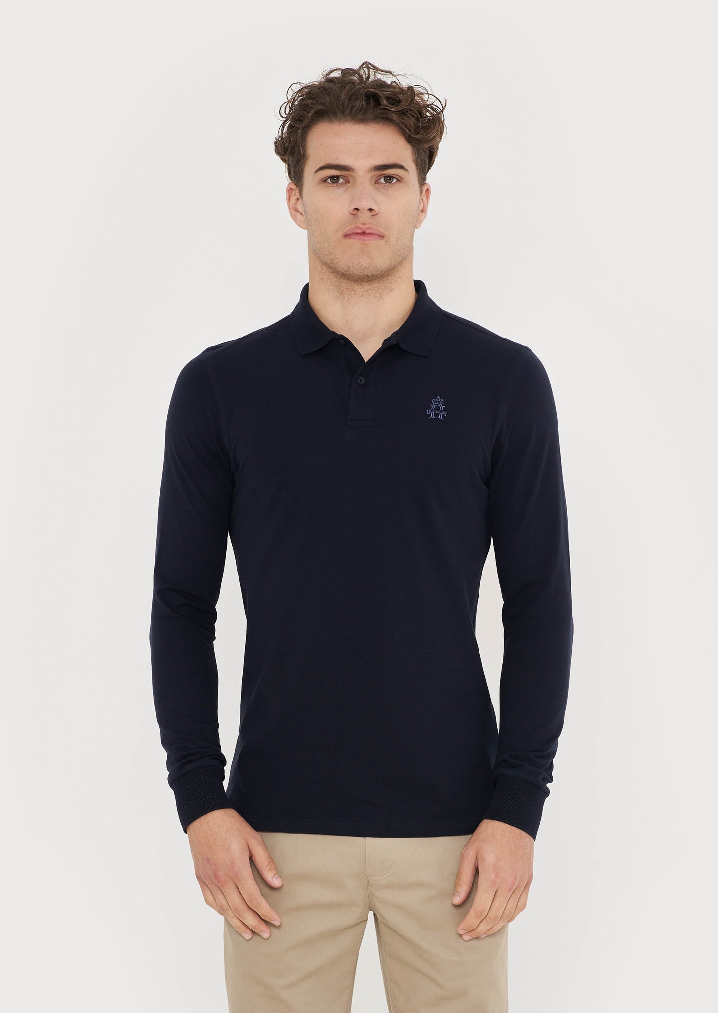 Hurlingham Polo Long Sleeve Polo Shirt - Navy