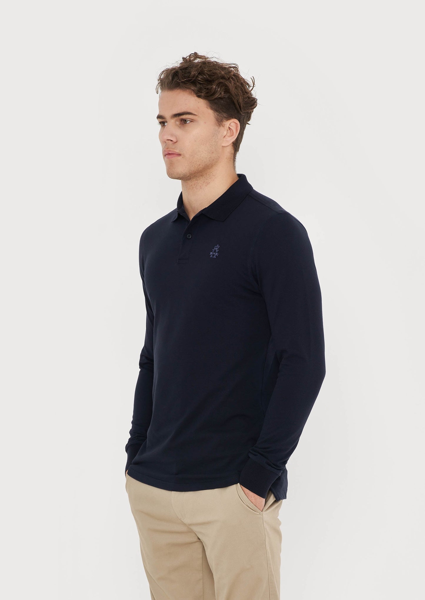 Hurlingham Polo Long Sleeve Polo Shirt - Navy