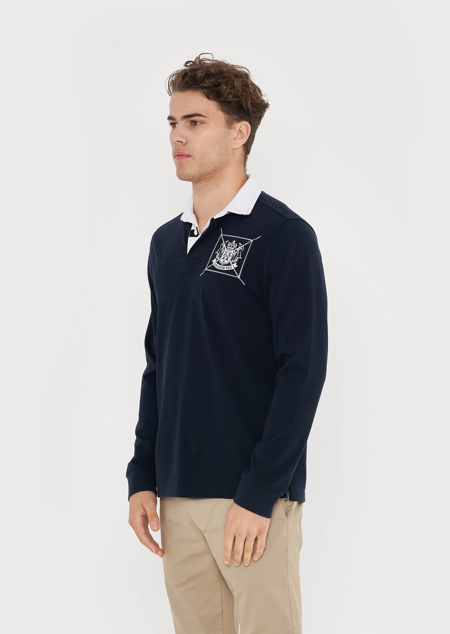 Classic Hurlingham Polo Rugby Shirt - Navy
