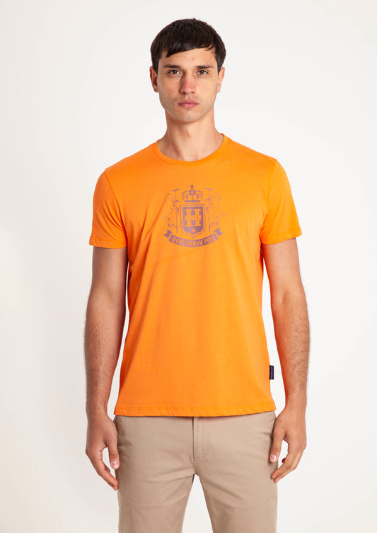 Tartan Crest T-Shirt - Tangerine