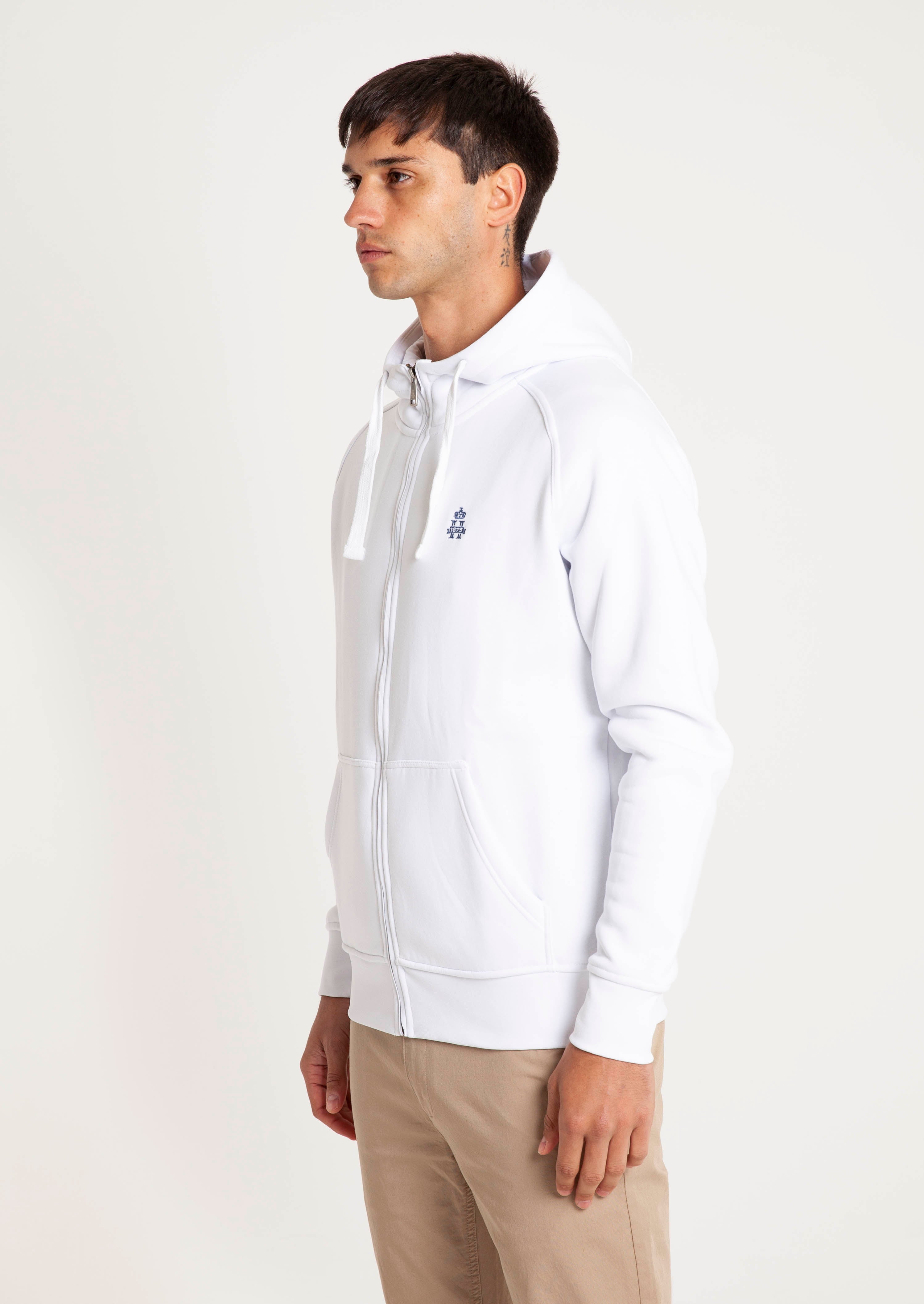 Raglan Full Zip Hoodie - White – Hurlingham Polo