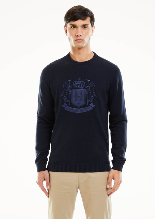 HP Crest Branded Crew Neck Knit - Navy