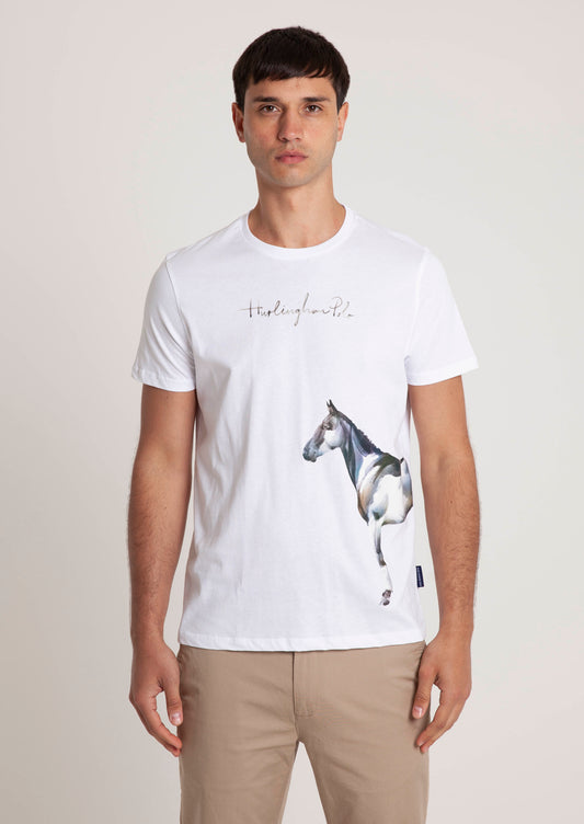Cropped Hurlingham Polo Horse Print T-Shirt